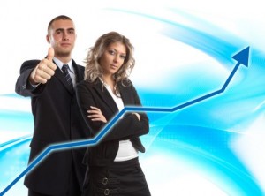 Couple in business suits