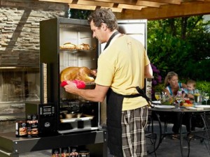 Electric-Smoker and man