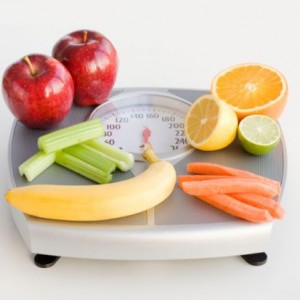 fruits on a scale 